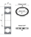Diagram of Heavy Duty Pre Lubricated Deep Groove Ball Bearing 6818DDU With Double Rubber Seal 90x115x13mm for various applications