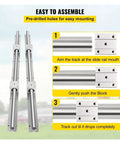 Linear Rail Set With Aluminum Guide And Two Blocks, SBR10/12 Compatible, 250mm To 1000mm Lengths, Smooth Low Friction Movement, High Rigidity For Reliable Long Hours Of Use Ideal For Precision Projects And Heavy Use, pre-drilled assembly steps