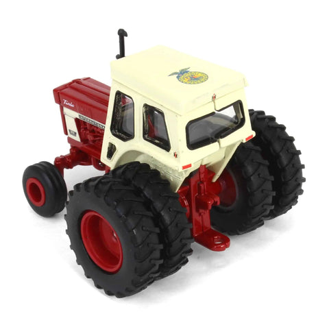 One Sixty Fourth Scale International 966 Turbo Tractor Diecast Model With Dual Wheels And FFA Logo, rear view with turbo engine detail