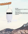 Dpofirs USB Rechargeable Ceiling Fan with LED Lamp, Remote Controlled, hanging design showcasing LED light and fan blades.