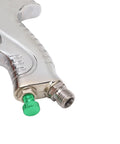 Professional Grade Hvlp Paint Sprayer Kit With Six Hundred Mil Gravity Tank And Three Nozzle Heads close-up of nozzle control and connection.