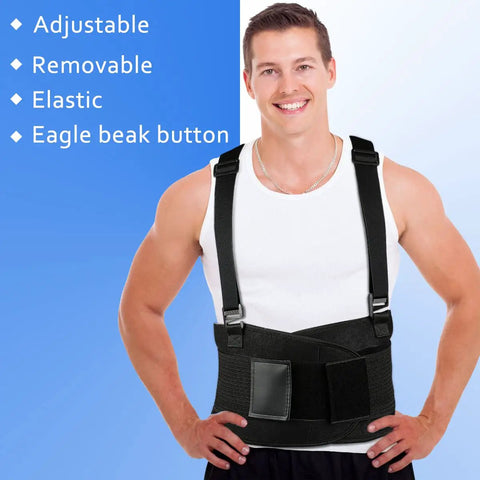 Heavy Duty Lumbar Back Brace With Four Flexible Orthopedic Stays For Killing Lower Back Pain Cold And Handling The Daily Grind Built For Movers To Keep Your Spine Locked In Solid All Shift Long, adjustable and elastic design.