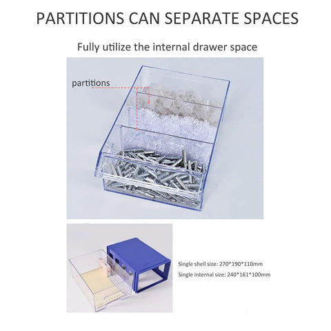 Clear Storage Organizer Box With Dividers And Labels For Craft Supplies Hardware Beads Nuts And Bolts Compact Durable Small Parts Container See Through Shell For Easy Visibility And Quick Access Grab And Go. Clear blue plastic box with dividers, 270x190x110mm