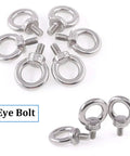 304 Stainless Steel M8 Eye Bolts Beefy Lifting Ring Set with Lock Nuts Washers Heavy Duty Shoulder Ring Bolts for Rigging