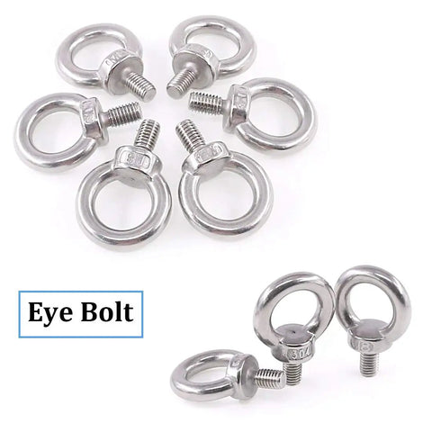 304 Stainless Steel M8 Eye Bolts Beefy Lifting Ring Set with Lock Nuts Washers Heavy Duty Shoulder Ring Bolts for Rigging