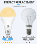 Comparison of Dimmable A21 LED Bulb 150 Watt Equivalent, 2600 Lumens Hella Bright Soft White 2700K with incandescent bulb