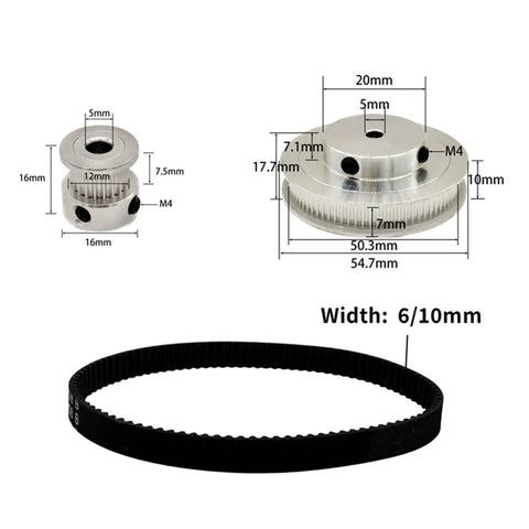 Game Changer 2GT Timing Pulley Kit Drops Speed 4 To 1 For Raw Torque Smooth Moves On 3D Printer Setup Fits Matched 20 And 80 Tooth Gear Set For 6 And 10 Mm Timing Belts Keeps It Rock Solid For Heavy Duty Engraving Jobs Everyday, metal pulleys and 6/10mm belt