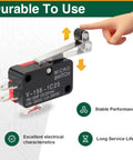 9PCS SPDT Momentary Limit Switch With Roller Lever Arm, Model V-156-1C25, emphasizing durability and performance features