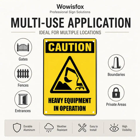 Heavy Equipment In Operation Aluminum Warning Sign 12x8 Inches Durable Construction Site Safety Sign With High Visibility