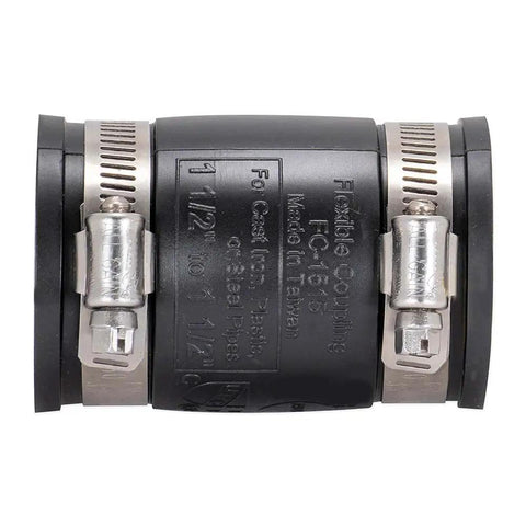 1-1/2 Inch Flexible Rubber Pipe Coupling With Stainless Steel Clamps For In-House And Sewer Connections Durable Seal