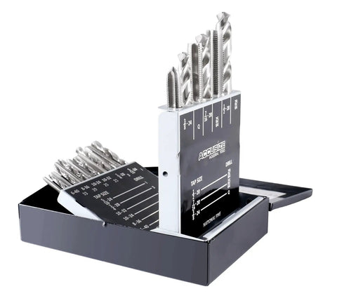 18 Piece HSS UNF Tap And Drill Set With Fully Ground Taps And Drills For Precision Threading Includes UNF Sizes Six Forty UNF To One Half Twenty UNF And Drill Bits Thirty Three Twenty Nine Twenty Five Twenty One I Q