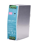 Solid Build 12 Volt Ac Dc Din Rail Industrial Power Supply delivering 120 watts and 10 amps in compact metal housing.