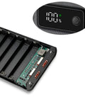 Totally Legit Battery Pack Enclosure With Dual USB Charging Ports For Fast Charge Power Bank Shell showing interior and digital display.