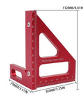 3D Multi Angle Measuring Ruler For Woodworking And Carpentry, 45 And 90 Degree Aluminum Alloy Square Protractor, red, side view