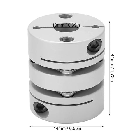 Zero Backlash Double Diaphragm Coupling For Servo And Stepper Motors U Shaped Clamp Tight Shaft Coupler 44mm OD Aluminum Stainless Steel