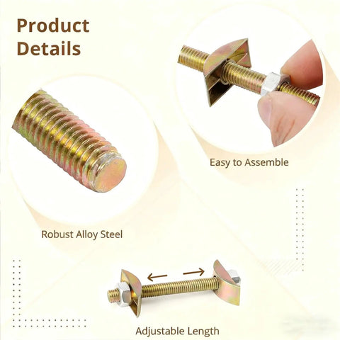 M8x80mm Countertop Joiner Connectors Set Of 10 with robust alloy steel, adjustable length, and easy assembly for furniture joining