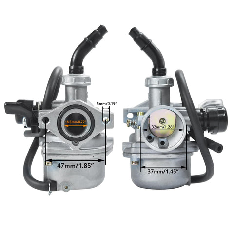 PZ19 Carburetor Kit With Air Filter, Fuel Line And Petcock For 50cc-125cc Chinese Kids ATVs, Go Karts And Dirt Bikes, front view