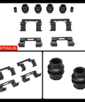 High Performance Front Side Disc Brake Hardware Kit Compatible With Dodge Dakota 2003-2004 Premium Steel Set For Smooth Stopping And Reliable Long Lasting Durability On The Streets. Black steel brake hardware set with boots and clips