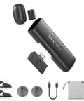 Air SE Wireless Mini Mic For iPhone And Android With AI Noise Cancellation Clip On Creator Mic and accessories in black