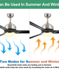 Ceiling Fan With Lights In Brushed Nickel Three Blades 60 Inch Dimmable LED Light 3000K UL Listed Indoor Ceiling Fan