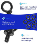 M8 Eye Bolts Eight Pack Beefy Heavy Duty Lifting Eyes Stainless Steel 304 Corrosion Resistant For Machinery Outdoor