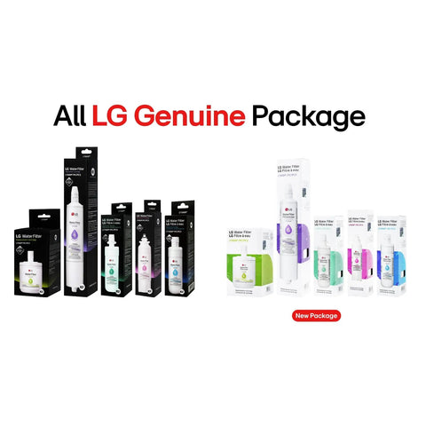 LG genuine package display featuring LT800P Fridge Water Filter Replacement 6 Month 200 Gallon Capacity NSF42 NSF53 White
