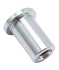Built Tough M8 X 25mm Top Hat Threaded Insert Sleeve Nut designed for welding and metal fabrication, showing a shiny aluminum finish.