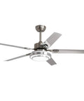 52 Inch Brushed Nickel Ceiling Fan With Light And Remote Quiet Reversible Motor Stainless Steel Blades Dimmable LED Light Kit For Indoor Living Room Bedroom And Dope Home Decor