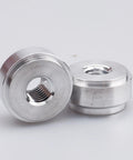 Top Shelf 6061 T6 Aluminum Female M8 X 1.25 Metric Weld On Mounting Boss Bung Fitting Pack of Two showing threaded inner design.