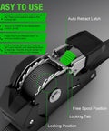 Close-up of 4 Pack Retractable Ratchet Straps 1 Inch x 10 Feet 1650 Pound Break Strength Heavy Duty Self Retracting Tie Down Straps