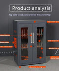 Product analysis view of Beefy Heavy Duty CNC Tool Holder Cabinet for CAT30 Storage and Organization with locking door and shelves
