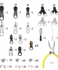 255 Piece Zipper Repair Kit With Replacement Sliders For Size 3 5 8 Nylon And Metal Zippers Pliers Tool And Zip Extension Pulls