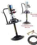 Portable 5 Gallon High Pressure Pneumatic Grease Pump Kit with Follower Plate, pump, hose, and fittings displayed.