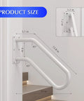 Dimensions of Heavy Duty Iron Wall Mount Stair Hand Rail With A Hella Strong Non Slip Grip For Outdoor Steps Or Bathroom Porch Classic White Finish.