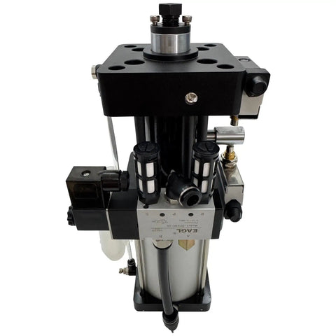 Beefed Up 3000Kg Pneumatic Boosting Cylinder For CNC Clamping And Workpiece Holding 15mm Stroke 3.5T Boost Precision Plus Minus 0.2mm Multi Voltage 24V 110V 220V Easy Mount Tooling Actuator For Machine Tools And Tool Holders, black metal body