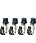 Four Piece Lot Ball Bearing Stem Casters With One Point Five Inches Wheels Rock Solid Stainless Build for furniture dolly use.