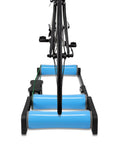 Side view of Whisper Quiet Cycling Trainer Platform With Anti Slip Foldable Aluminum Roller for indoor bike training.