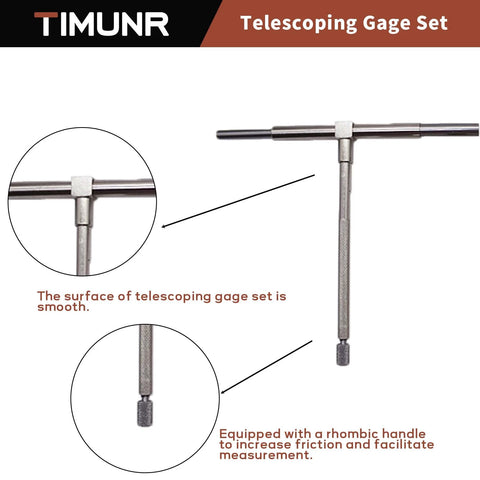 Telescoping Gage Set 6 Piece Five Sixteenths To 6 Inch Range Titanium Coated Steel Bore Gauges in close-up view