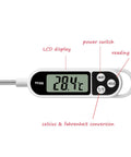 Digital Meat Thermometer For Cookin And BBQ With Long Probe, Instant Read, LCD display, hold and power buttons, temperature 28.4°C