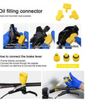 Hydraulic Bike Brake Bleed Kit for Shimano, SRAM and Magura Pro Grade MTB and Road highlighting funnel and piston blocks