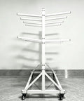 Heavy Duty Lean Pipe Material Cart Hella Tough Frame With Iron Wire Hanging Rack For Coil Storage, front view with 12 swing out arms.