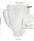 Clear glass jar for Six Cup Blender Glass Jar Replacement With Blade For Oster Osterizer Classic Series with measurement highlights