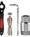 Versatile Bike Crank Puller Tool For Square Taper And Splined Cranks Beefed Up Universal Fit For Road Mountain Folding And E Bikes All In One Bottom Bracket Remover Kit For Shimano ISIS Octalink PowerSpline And More. Shown with wrench, extractor, Allen key and remover tool.
