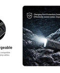 1500 Lumen EDC Flashlight 3 In 1 White Light UV Black Light And Green Module with USB-C port, waterproof under rain.