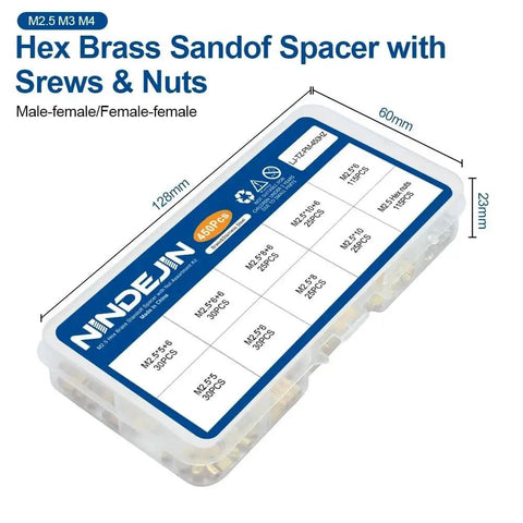 Male Female Brass Hex Standoff Kit For PCB And Motherboard Installations With M2.5 M3 M4 Spacers Nuts And Bolts Quick Install No Sweat Hardware Durable Brass 300 Pieces Ideal For Easy Electronics Assembly, clear case