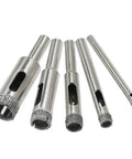 Diamond Drill Bit Set For Glass Marble Ceramic And Granite, 5 Piece Kit Ranging From 5/32 Inch To 1/2 Inch With 4mm, 6mm, 8mm, 10mm, 13mm Bits