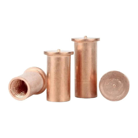 Built Tough Heavy Duty Carbon Steel Copper Plated Spot Weld Studs And Nuts For Pcb Led Smt Mounts M3 M4 M5 M6 Thread Connectors close-up view of copper plated studs