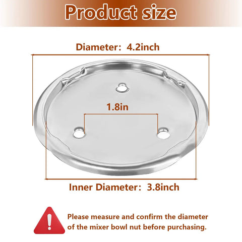 Mixer Bowl Screw Cap Replacement For Whirlpool KitchenAid And Kenmore Stand Mixers with 4.2in diameter, 1.8in center
