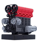 L4 Inline Four Engine Model Kit That Runs Dope Mini Car Motor, 3D Printed Mechanical Engine with LED on display stand