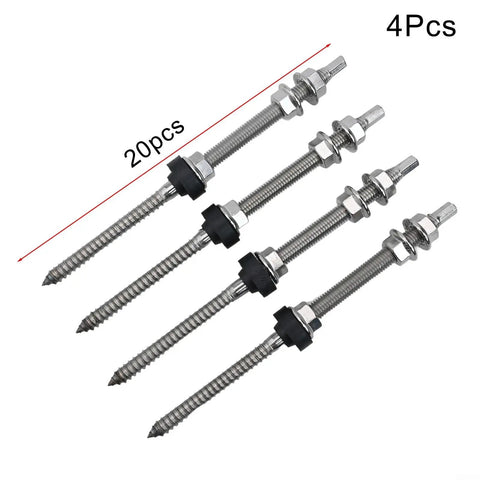 M10 Hanger Bolts For Solar Panels With EPDM Seal And Locking Nut A2 Stainless Steel Hex Drive SW7 20cm Long, Set of 4